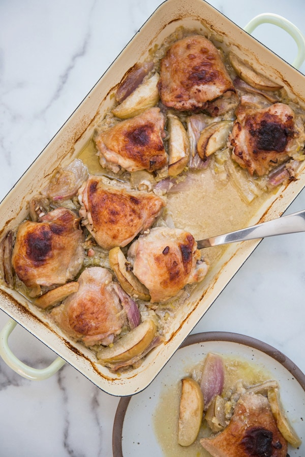 Baked Honey Mustard Chicken Thighs and Apples
