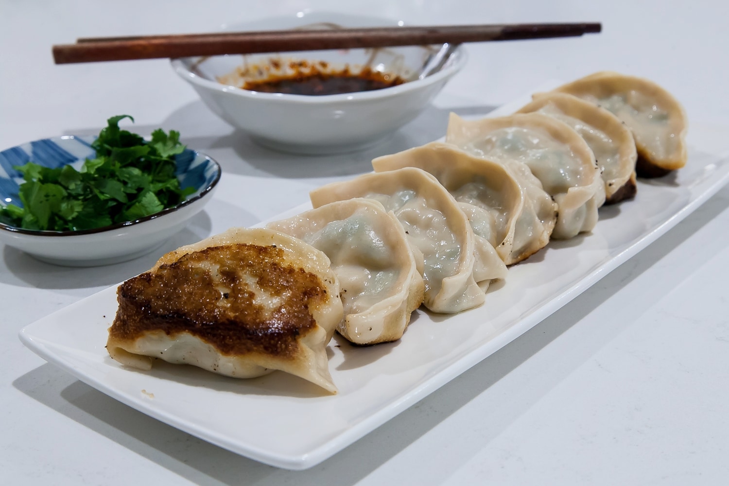 Chinese Chives, Pork, and Shrimp Dumplings and Pot Stickers (韭菜猪肉鲜虾三鲜饺子和锅贴）