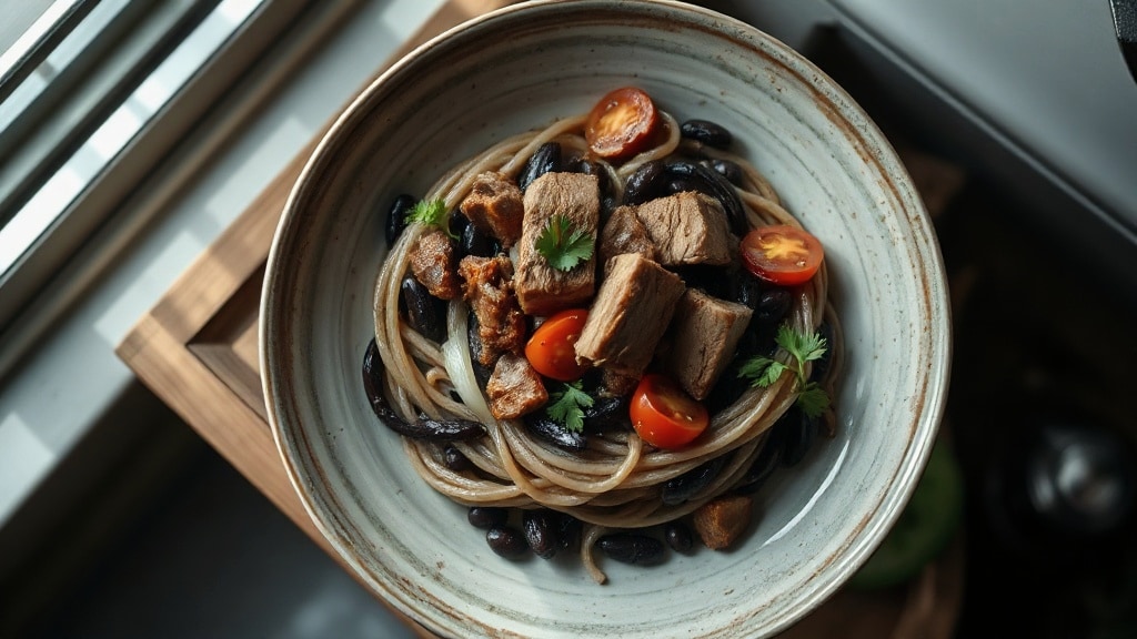 Korean Black Bean Noodles with Pork