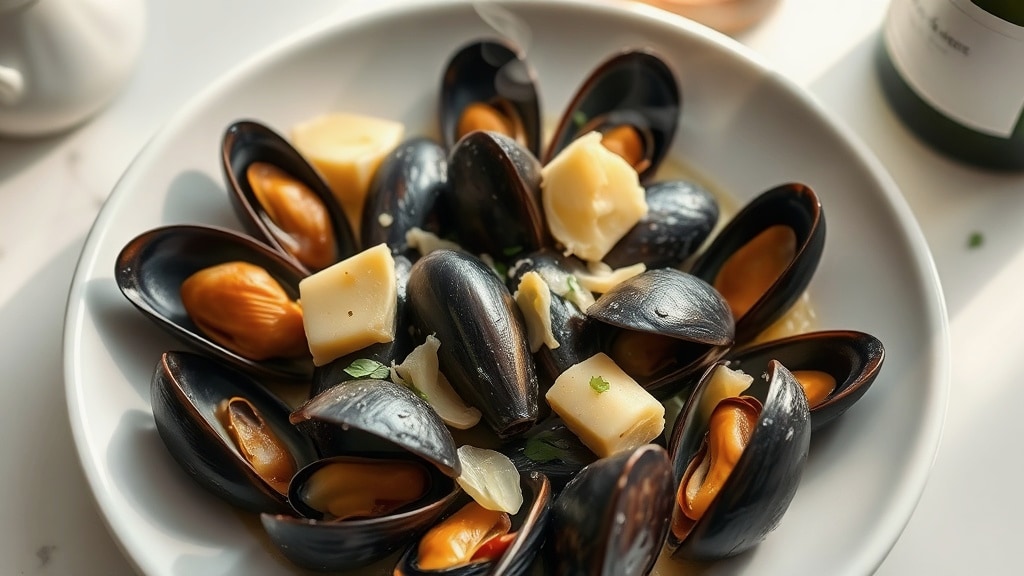 Mussels in Garlic White Wine Sauce