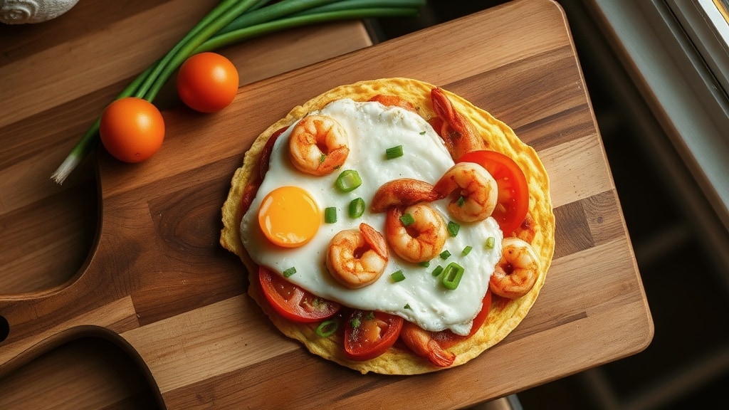 Savory Shrimp and Tomato Omelette