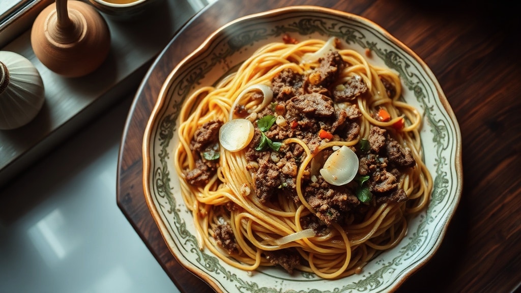 Filipino Pancit with Ground Beef