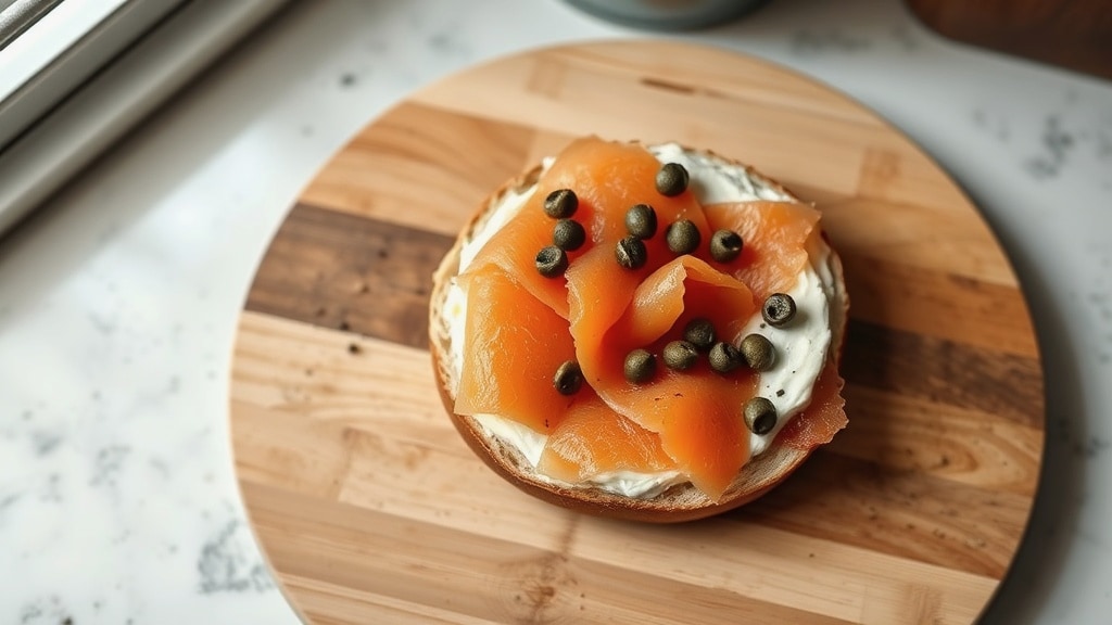 High Protein Bagel with Cream Cheese and Smoked Salmon
