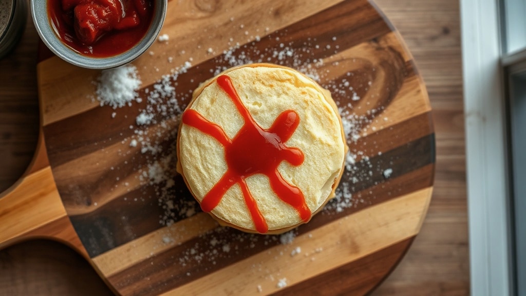 Mayo Cake with Ketchup Drizzle