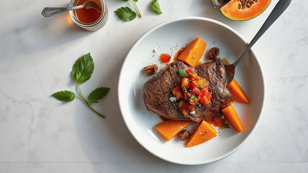 Beef Steak with Papaya Salsa
