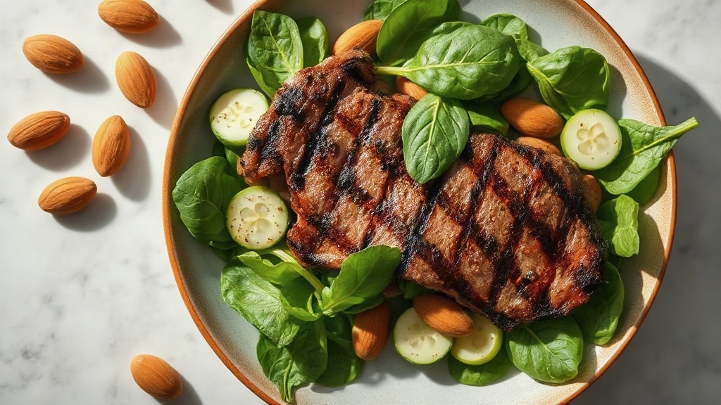 Grilled Ribeye Steak with Spinach Salad