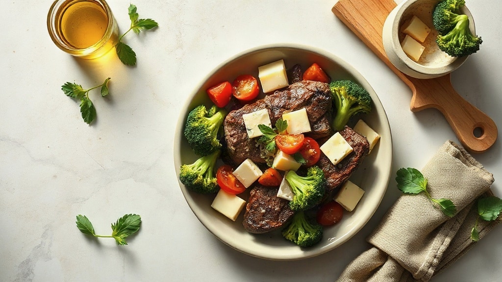 Steak Bowl with Broccoli and Cheese