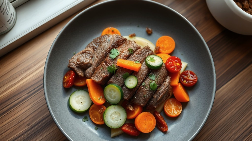 Steak with Carrot and Cucumber Salad