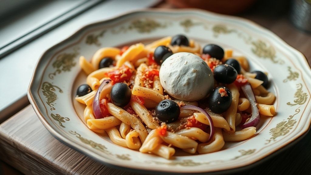 Pasta with Mozzarella and Olives